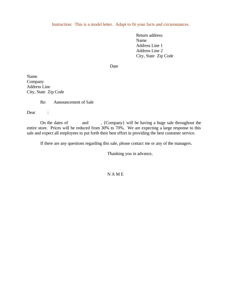 Letter Announcement  Form