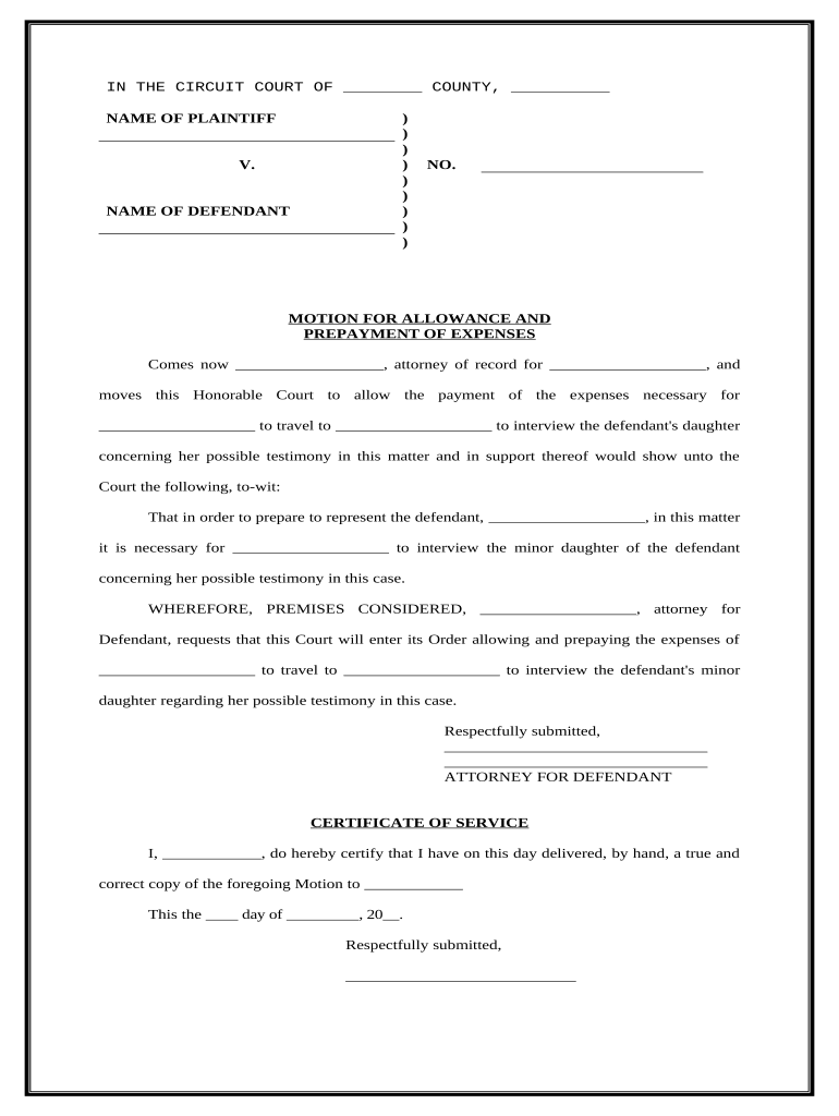 Motion Expenses  Form