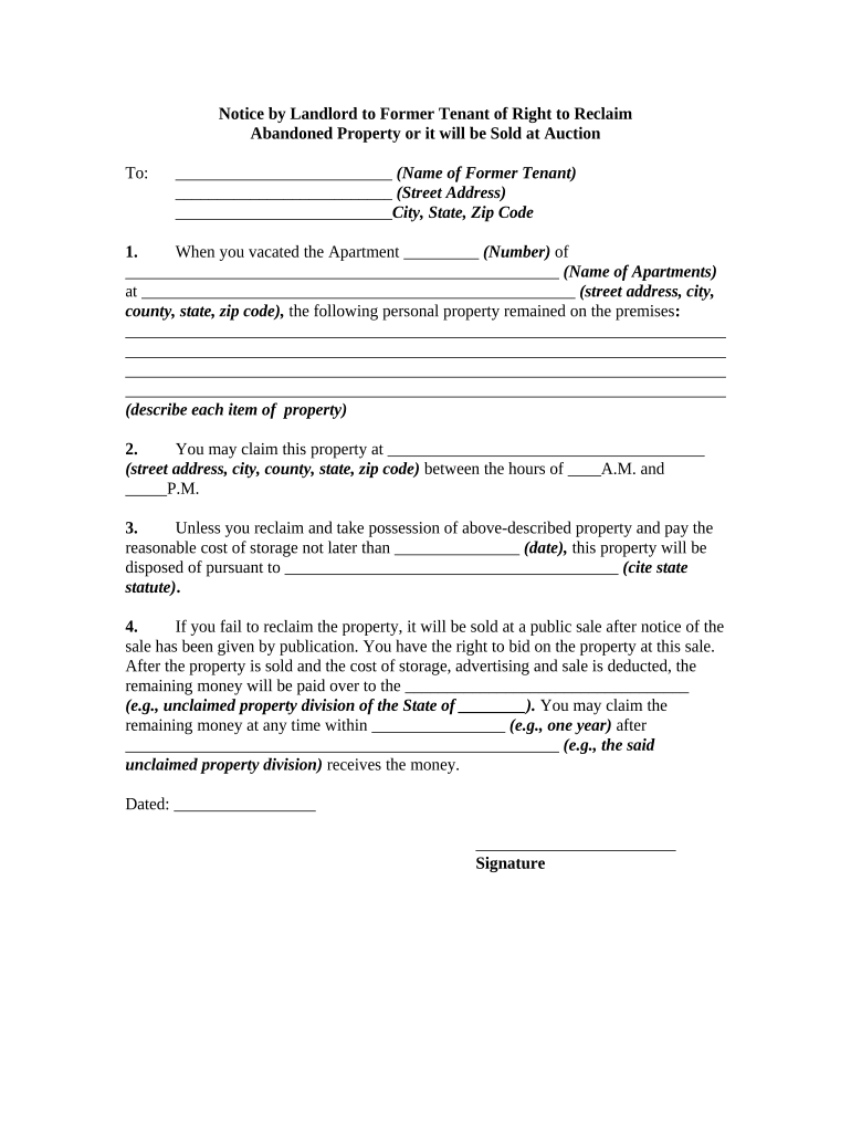 Abandoned Property  Form