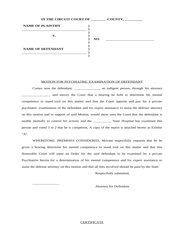 Motion Examination  Form