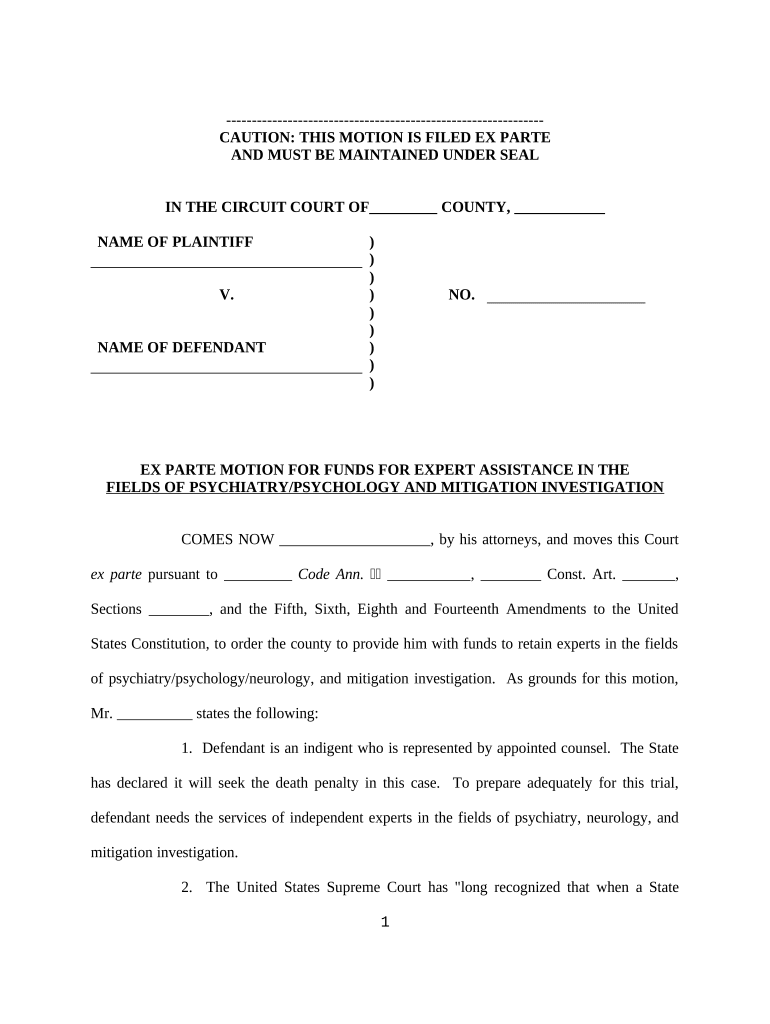 Fill and Sign the Ex Parte 497329114 Form