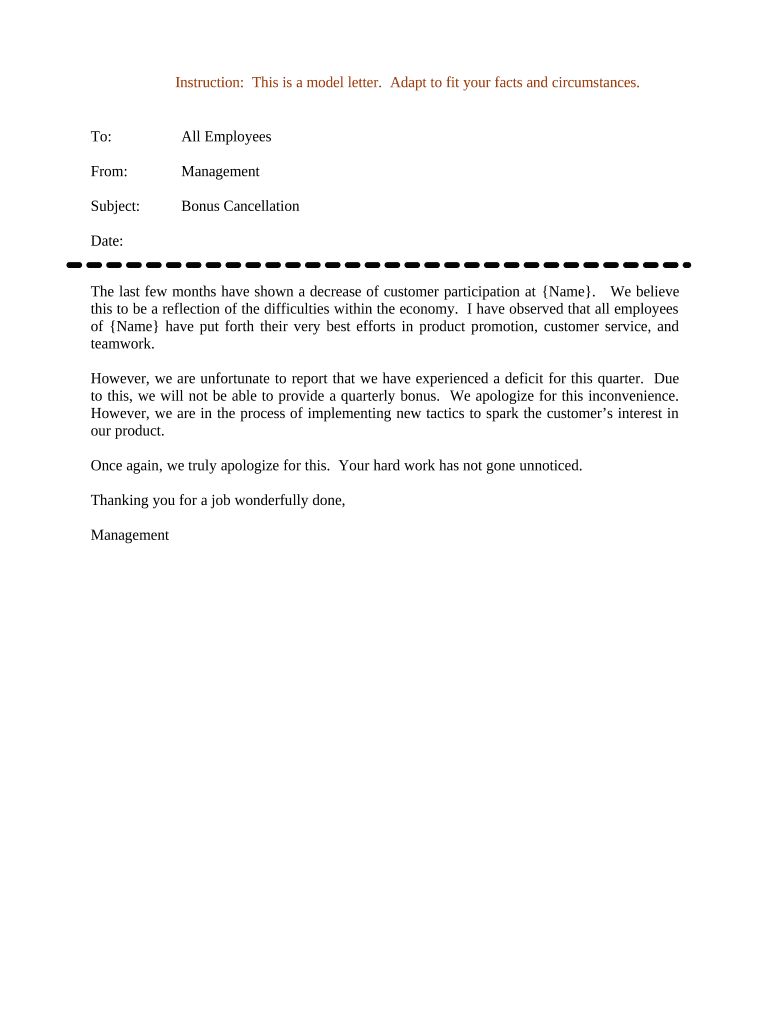 Sample Letter Cancellation  Form