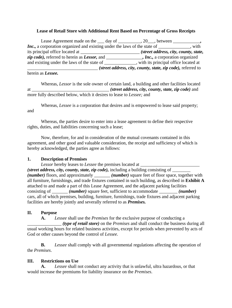 Rent Percentage  Form