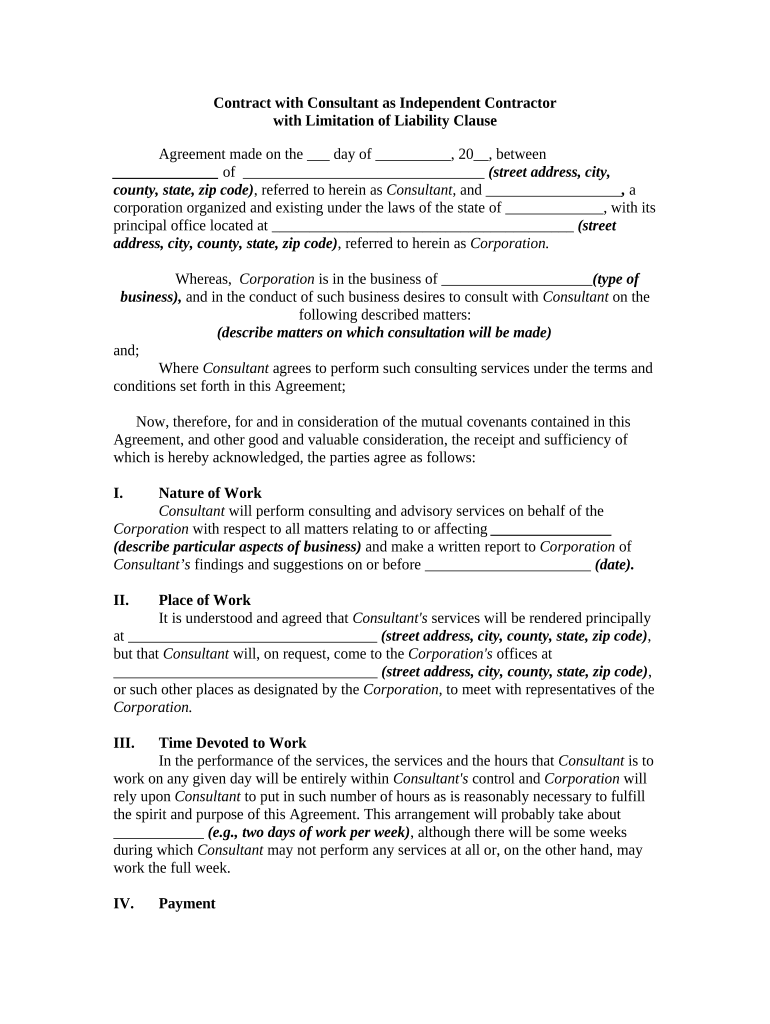 Limitation Liability Clause Sample  Form