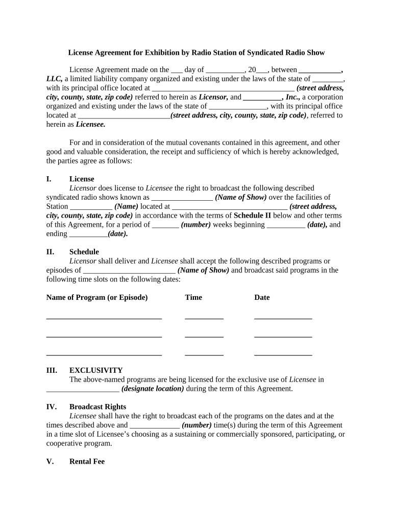 Agreement Radio  Form