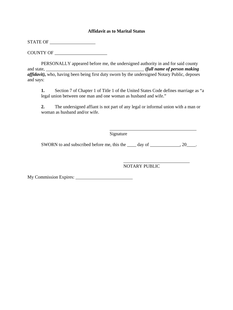 Marital Status Document  Form