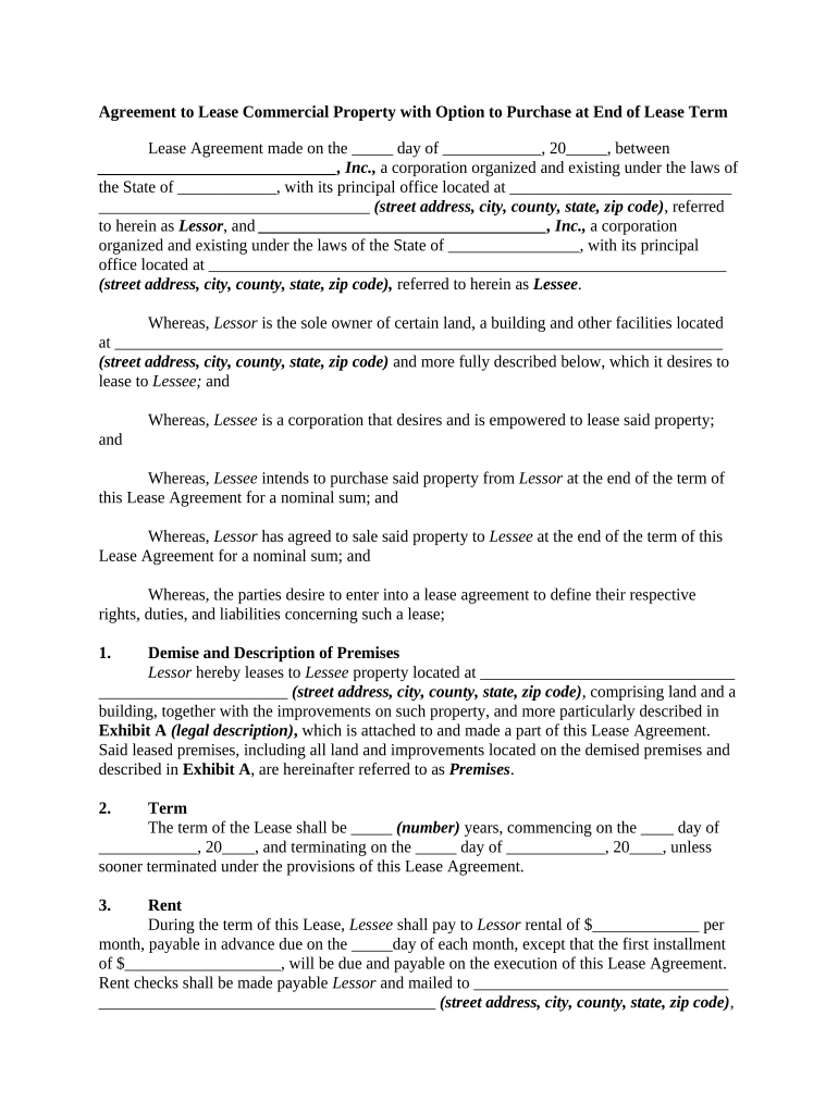 Lease Commercial Property  Form