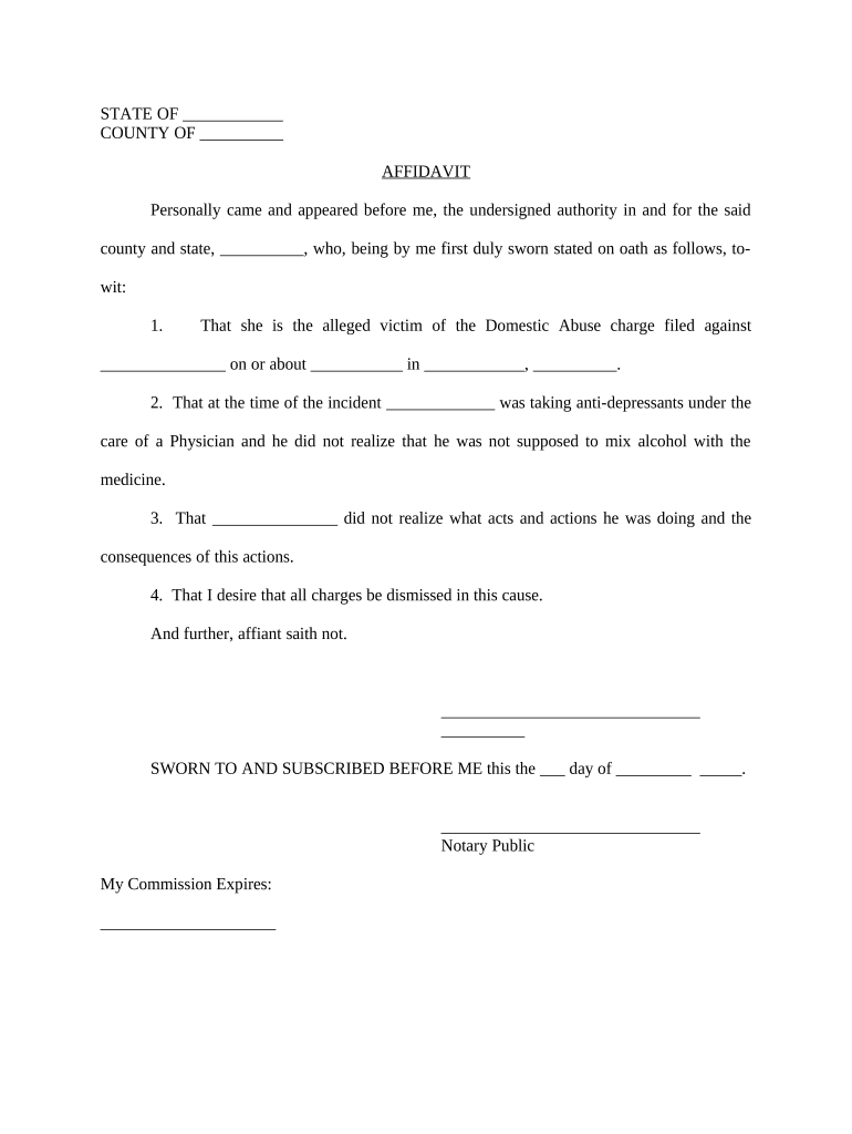 Dismissal Form Order