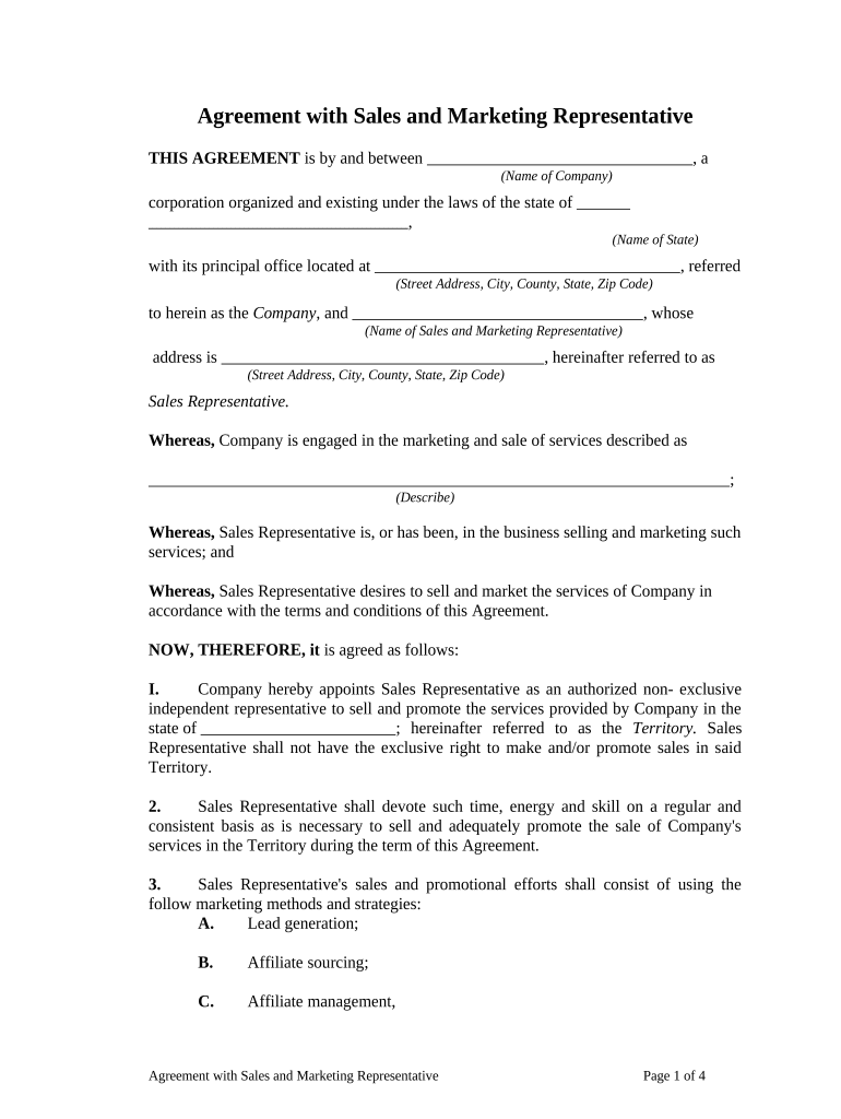 Agreement Sales Marketing  Form