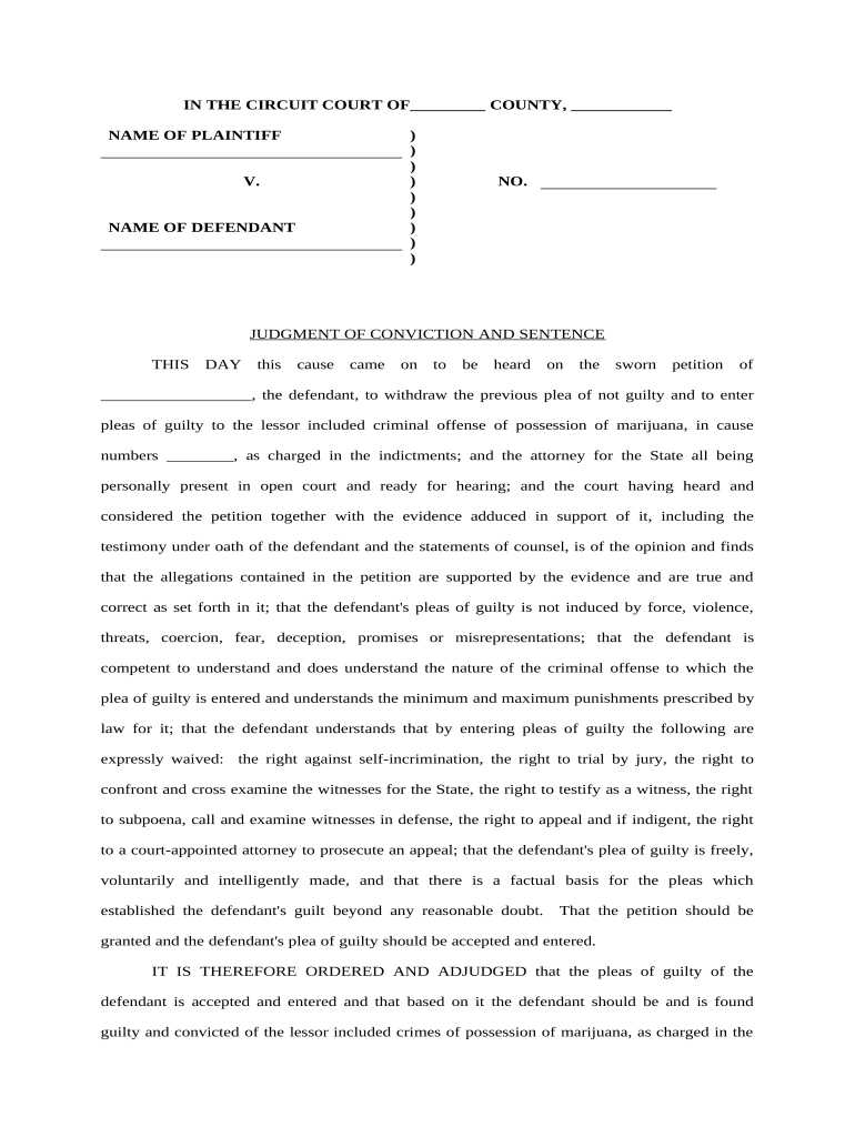 Judgment Conviction  Form