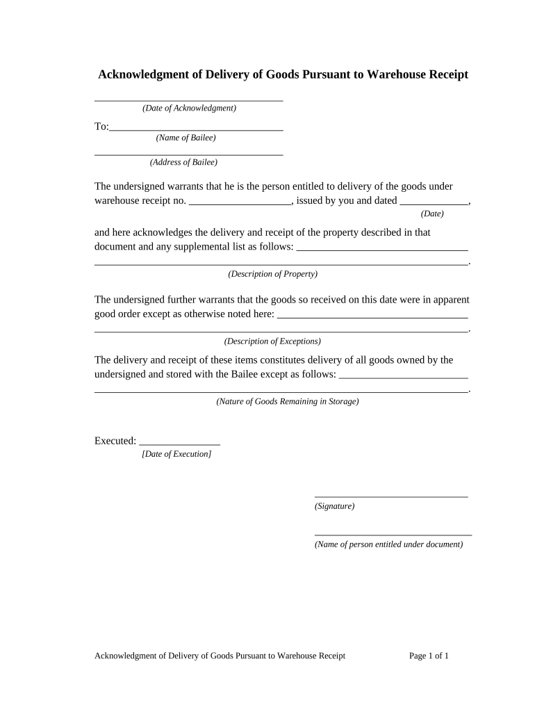 Warehouse Receiving Log Template  Form