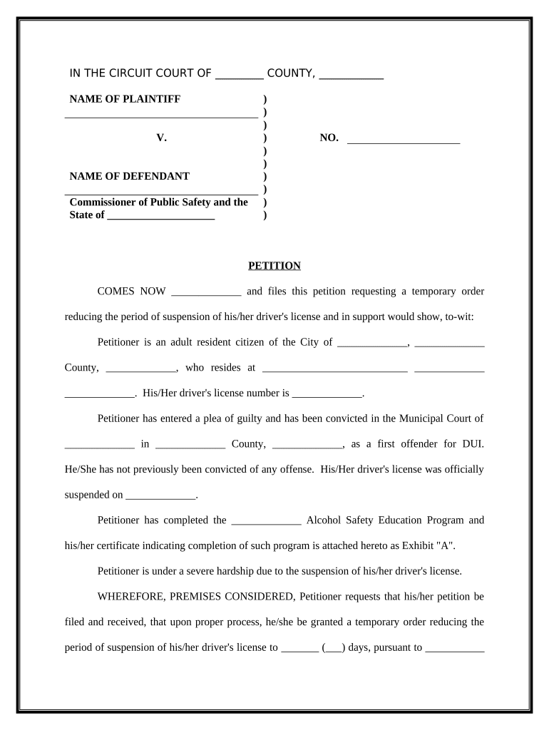 Suspension License Form