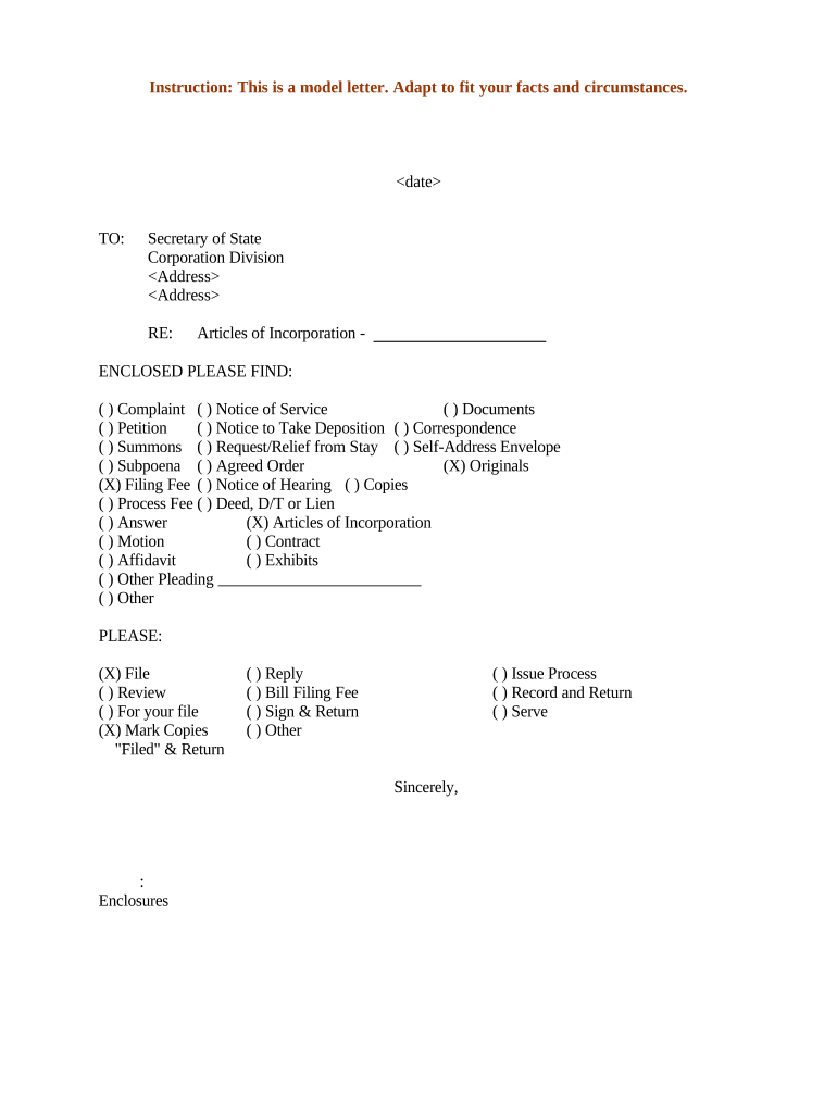 Incorporation Checklist  Form