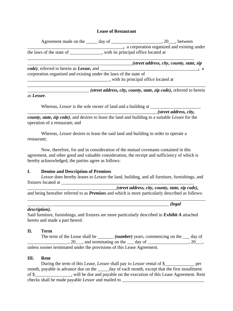 Lease Form Commercial Agreement