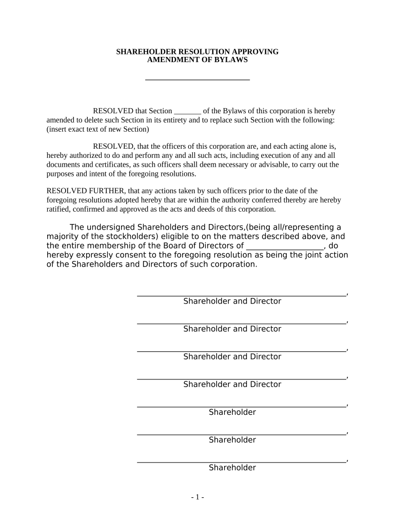 Bylaws Resolution  Form