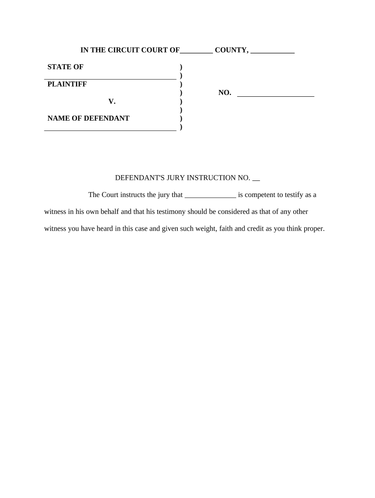 Defendant Witness  Form