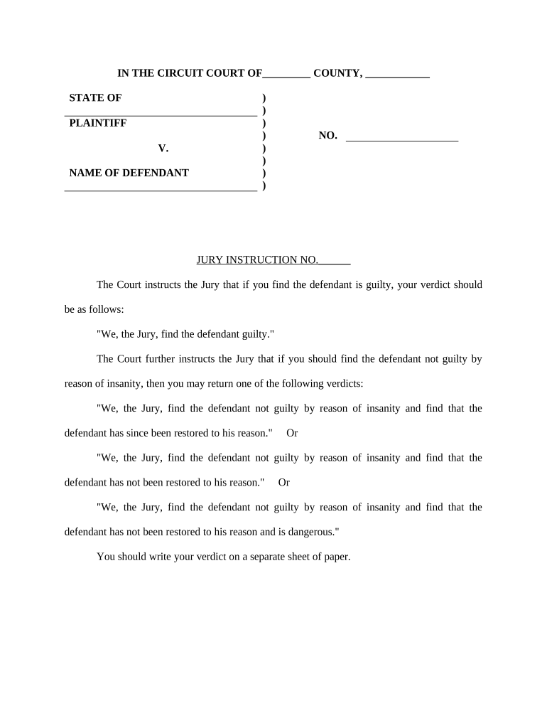 Guilty Court Verdict  Form