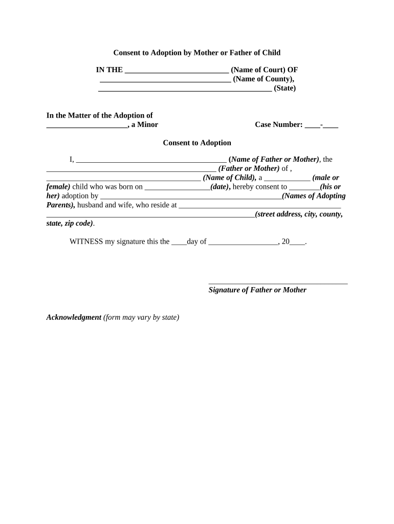 Adoption Child Form Application