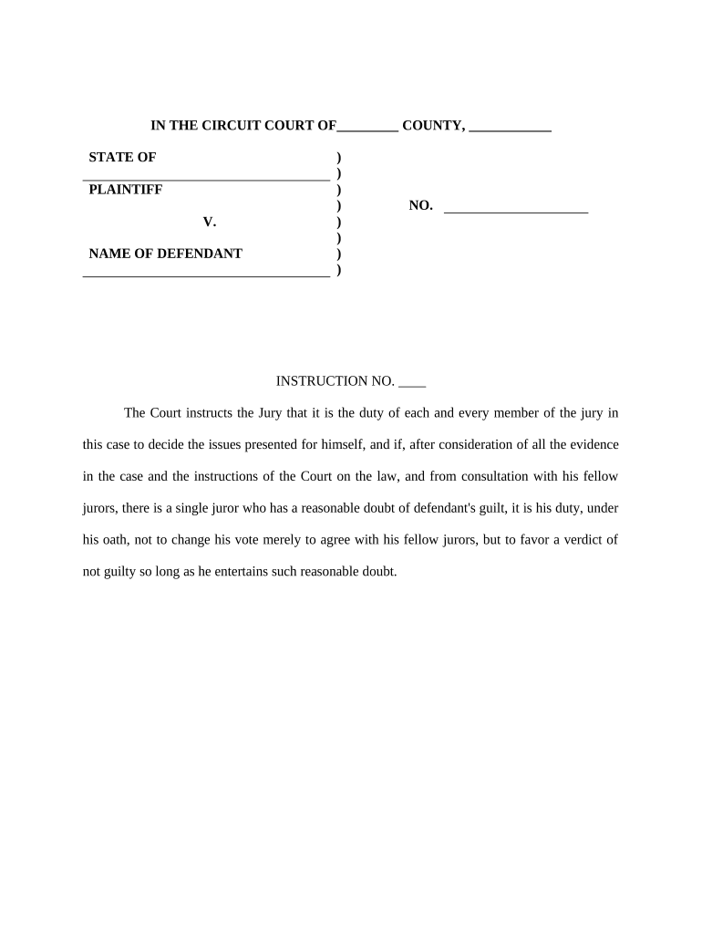 Reasonable Doubt Juror  Form