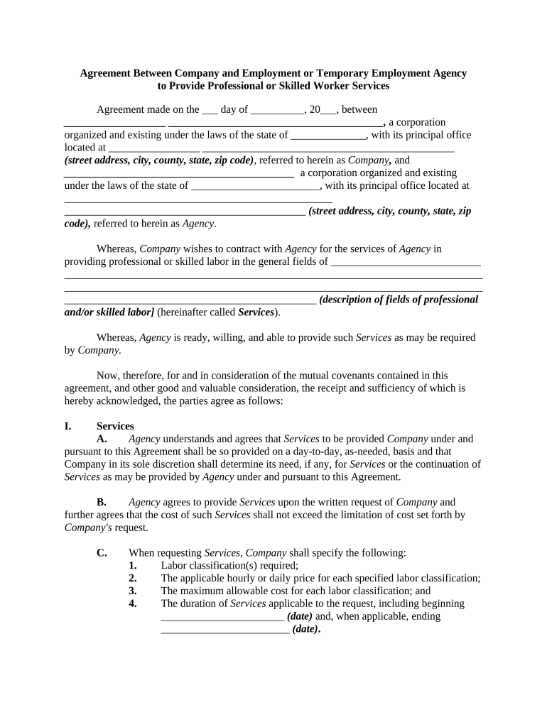 Employment Agency Worker  Form