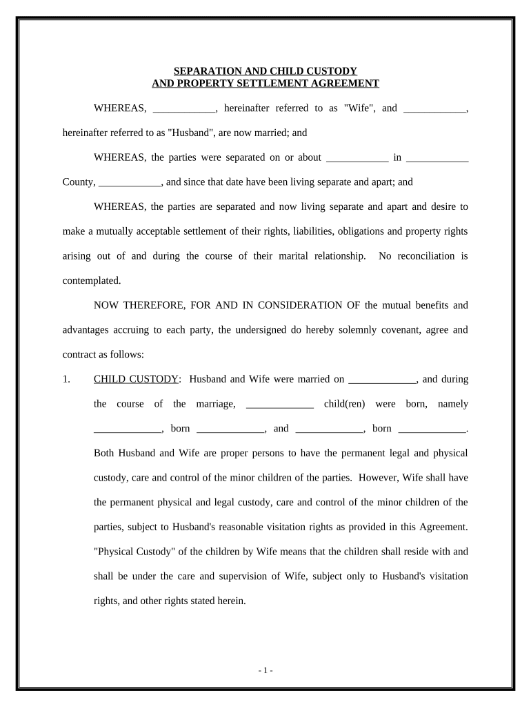 Separation Agreement Form PDF