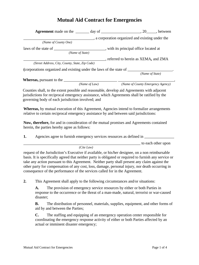 Mutual Aid Contract  Form