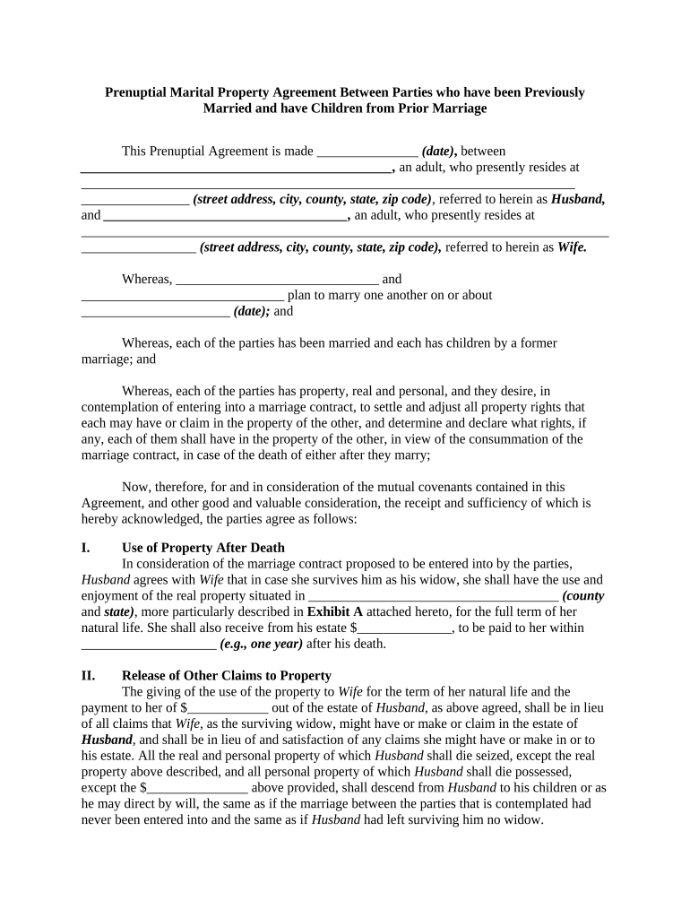 Marital Property Agreement  Form
