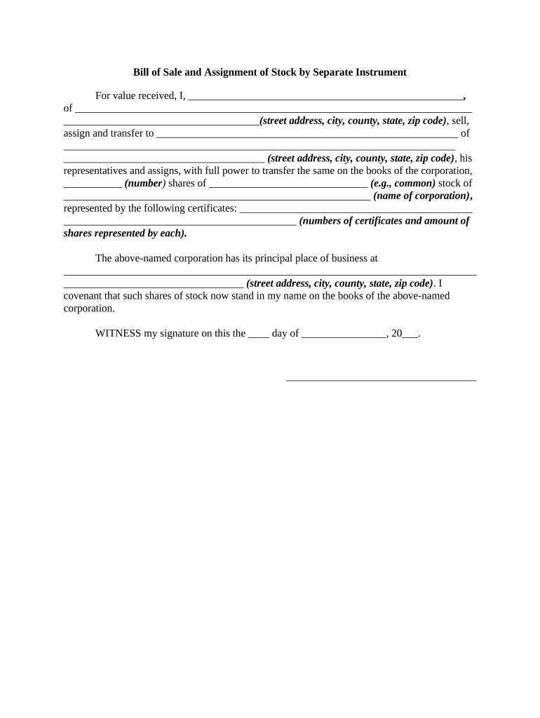 Assignment Stock  Form