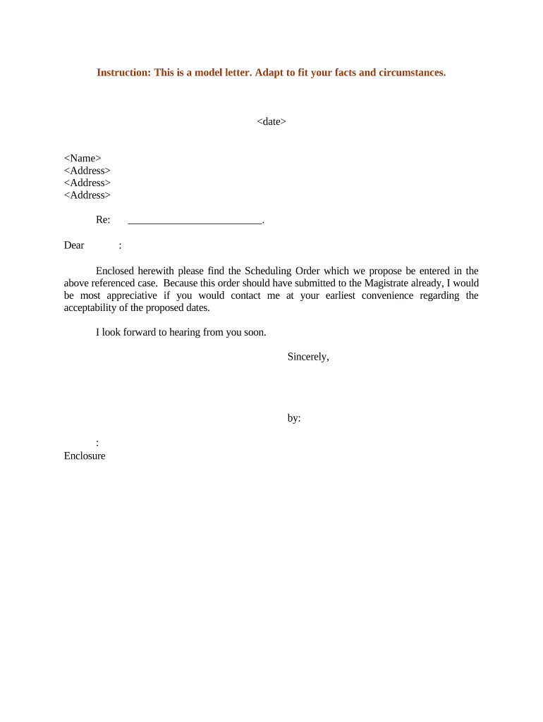 Scheduling Order Sample  Form