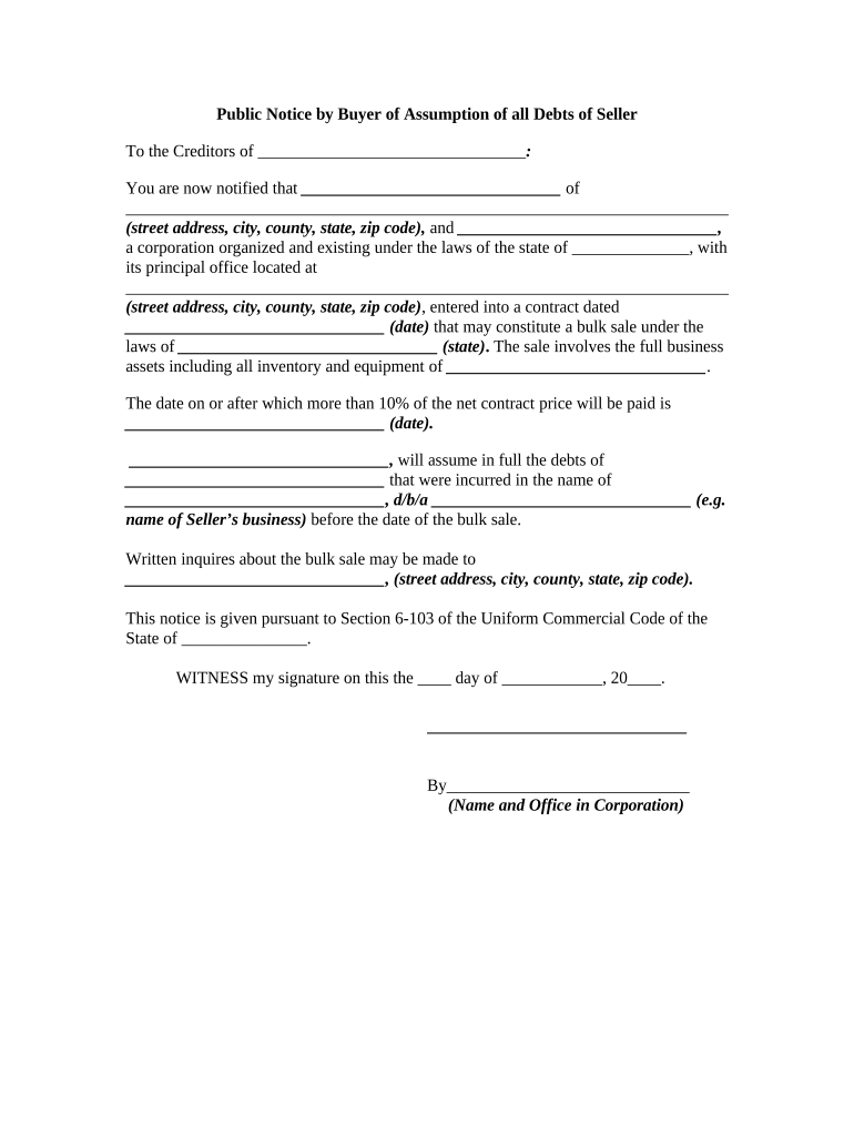 Notice Assumption  Form