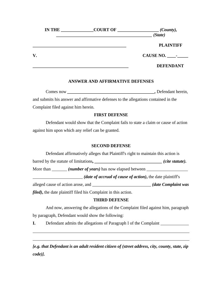 Civil Limitations  Form