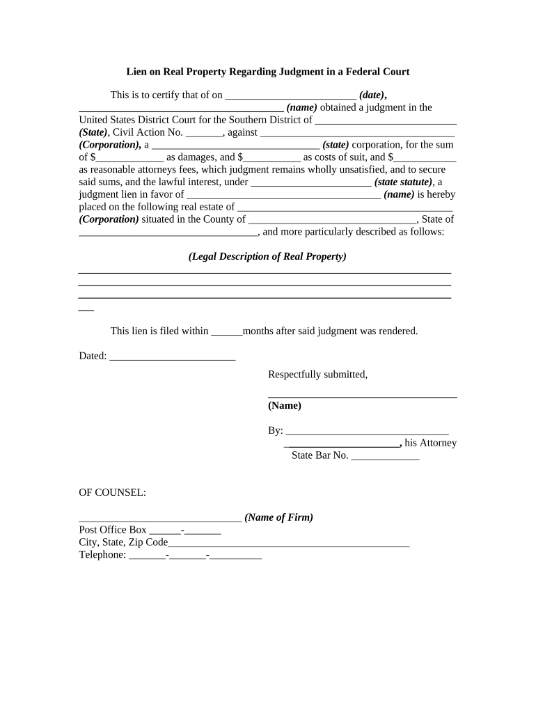 Lien Real Property  Form