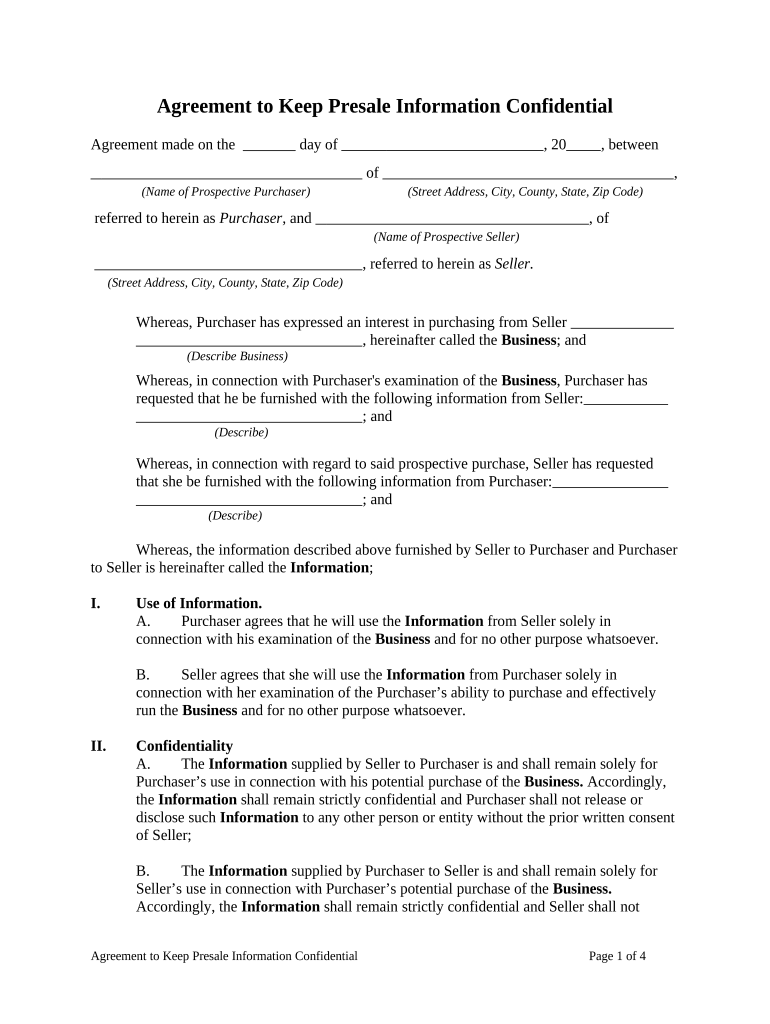 Information Confidential Form