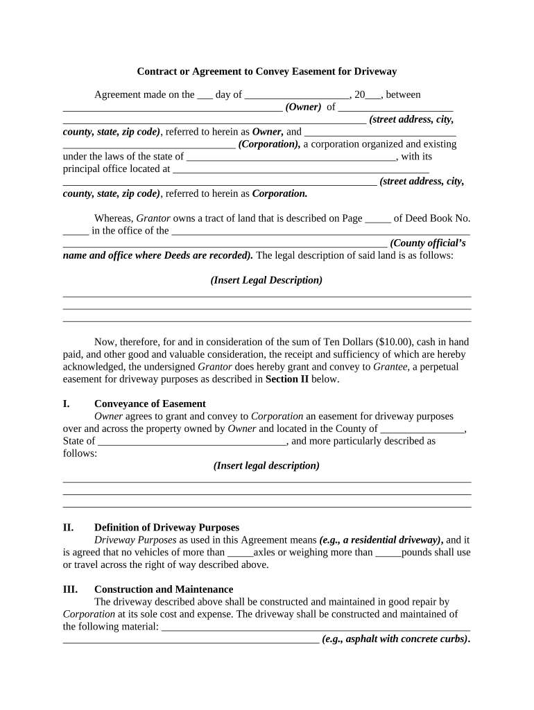 Agreement Easement  Form