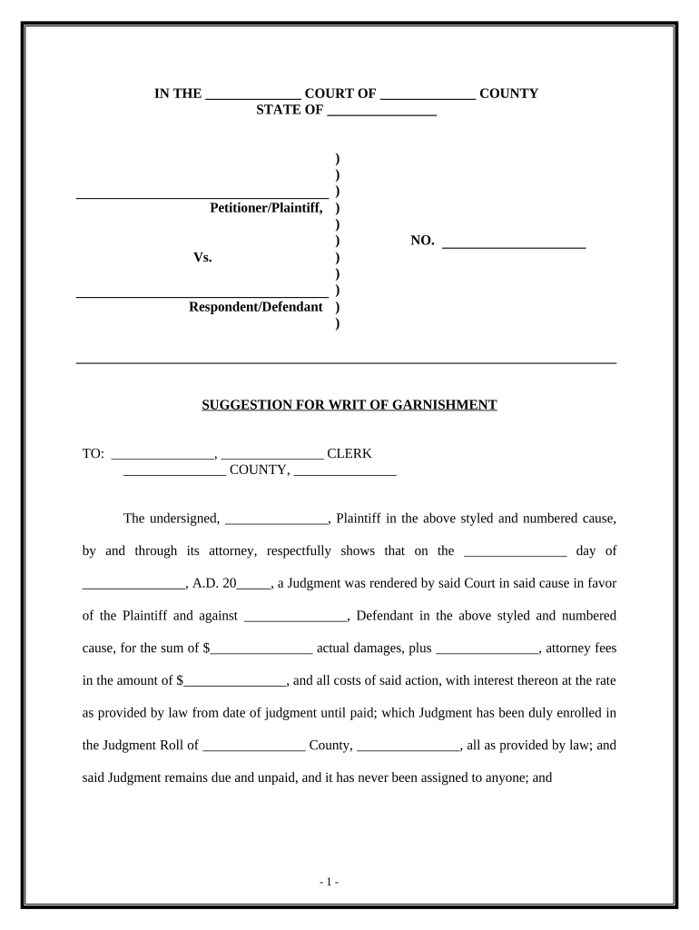 Garnishment Template  Form