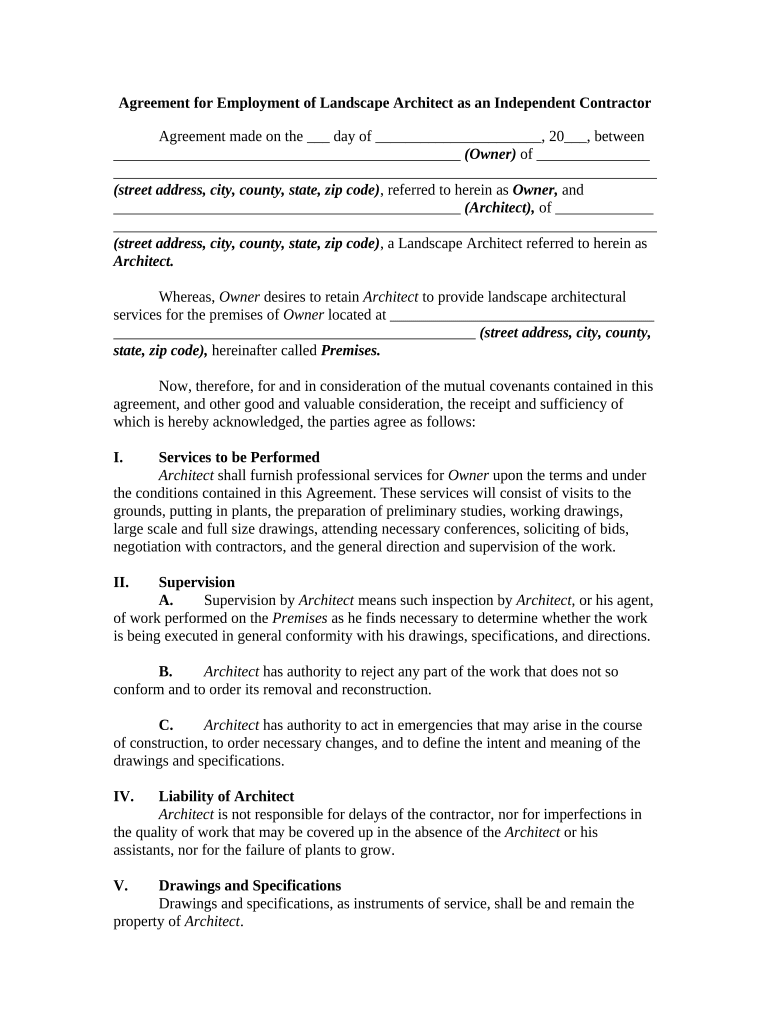 Agreement Landscape  Form