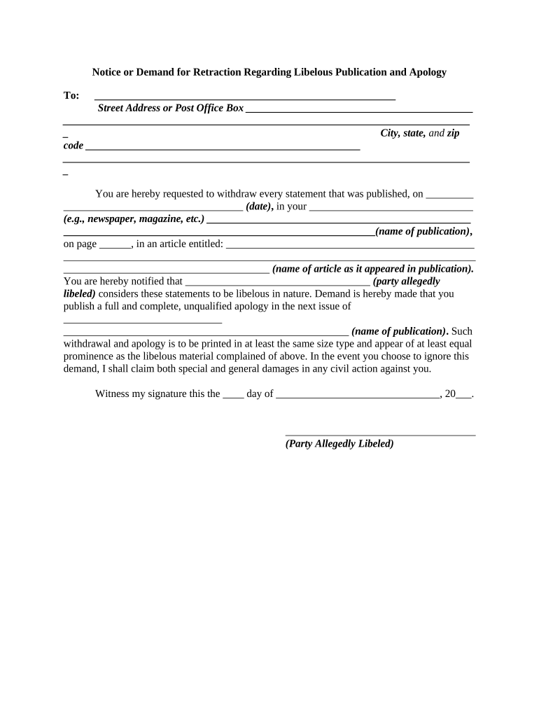 Demand Retraction  Form