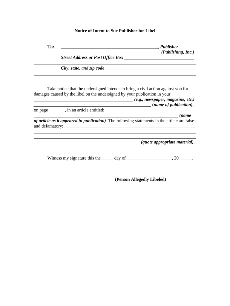 Lawsuit Free Letter Of Intent To Sue Template