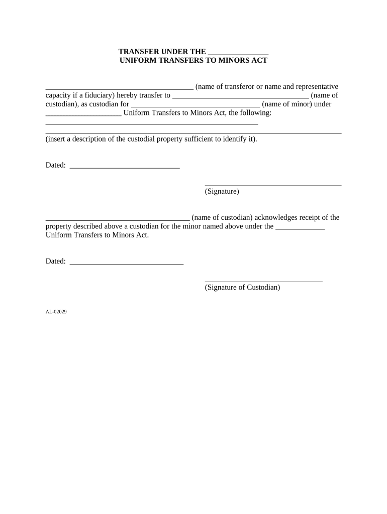 Uniform Transfers Minors Act Form