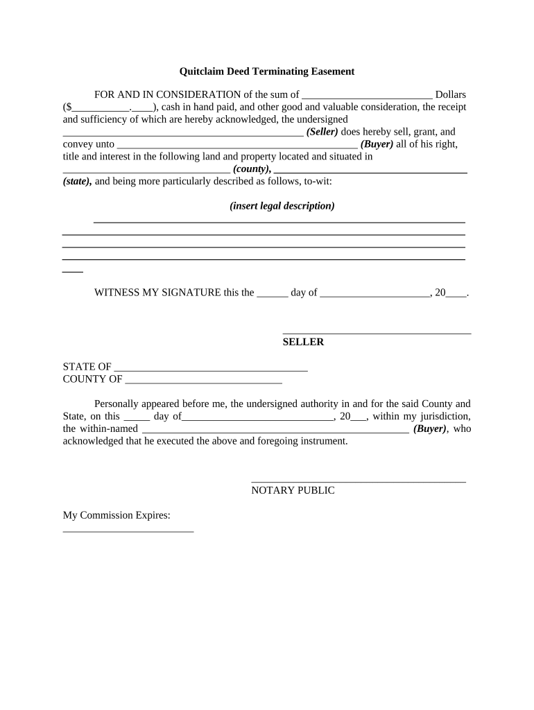 Termination Easement Document  Form