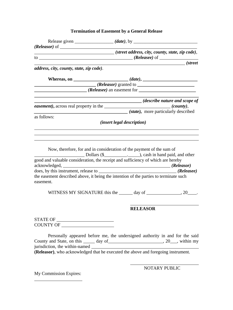 Termination Easement  Form