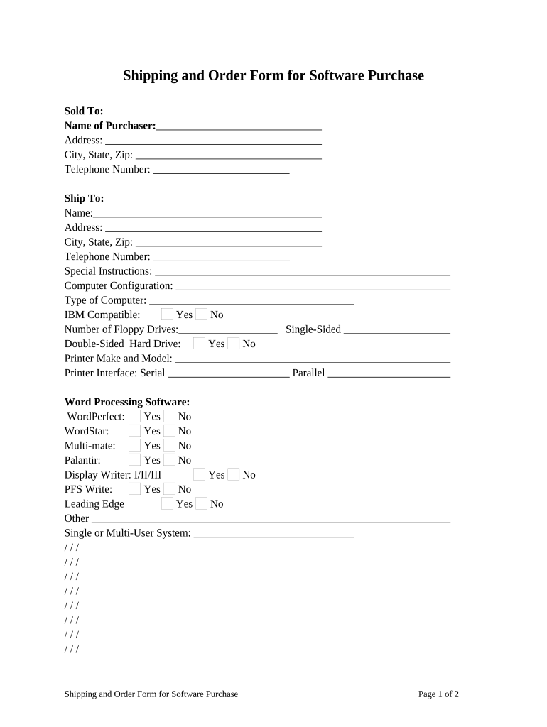 Shipping Order  Form