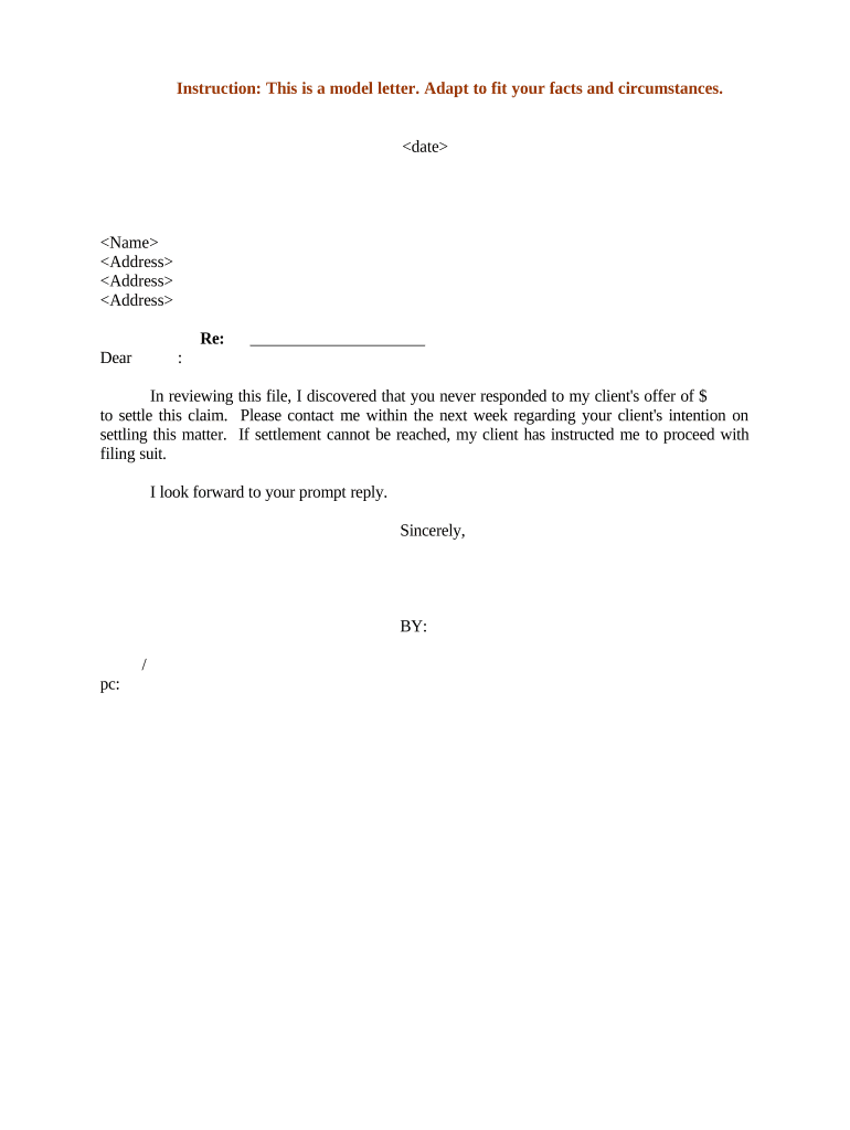 Letter Settlement Offer  Form