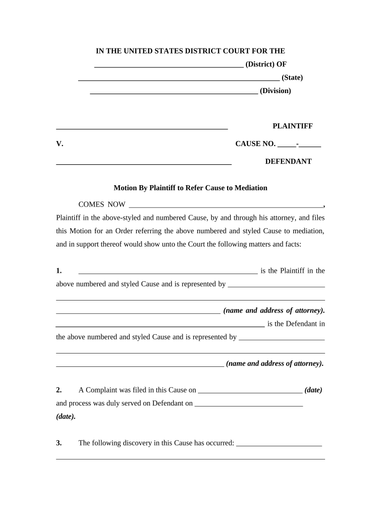 Plaintiff Mediation  Form