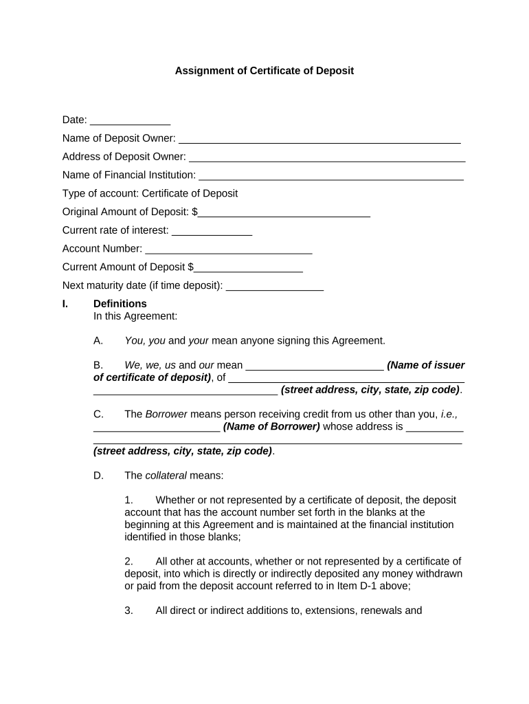 Assignment Deposit Form