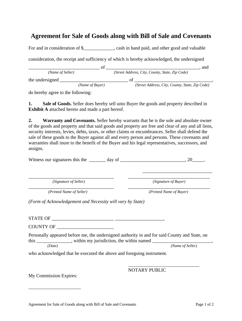 Agreement Sale Bill  Form