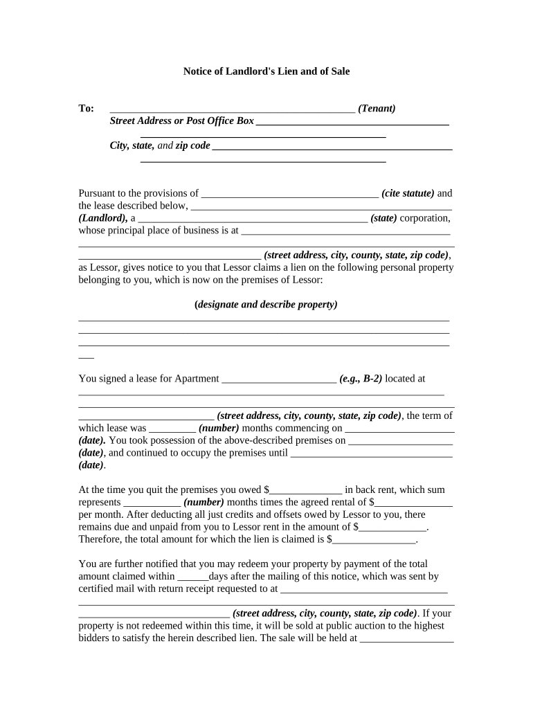 Notice Lien Form