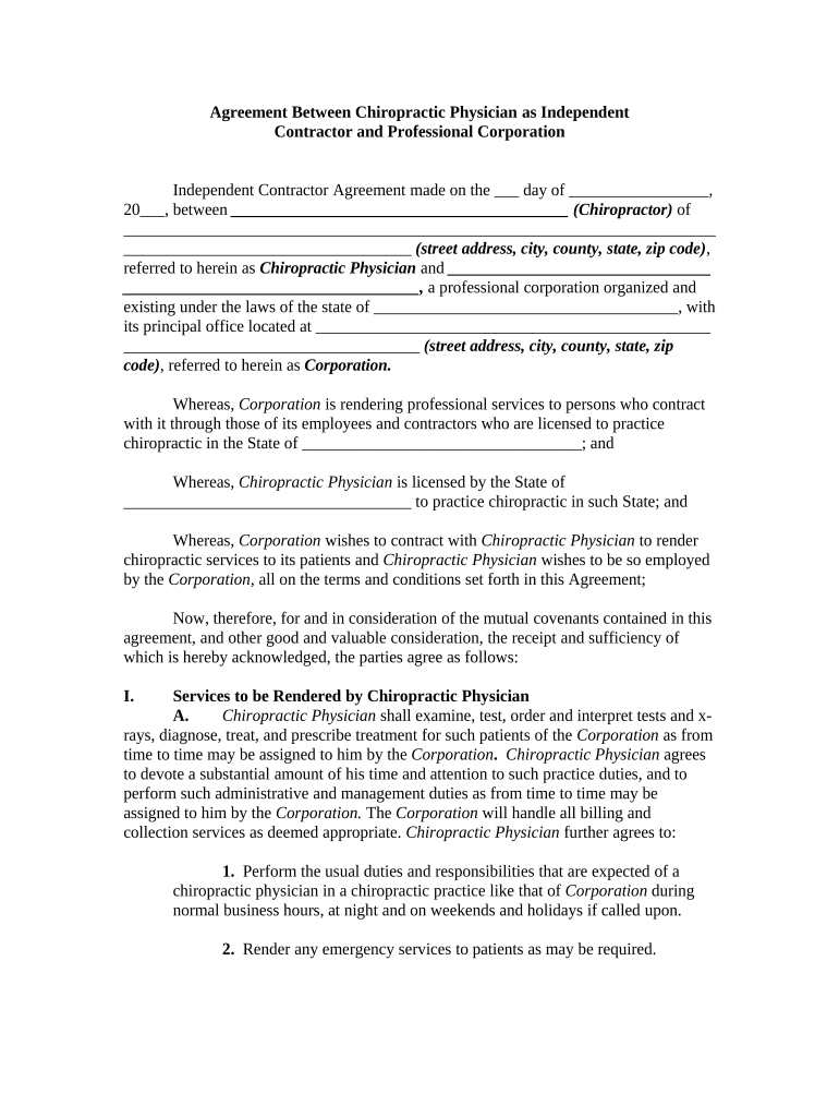 Chiropractic Corporation  Form