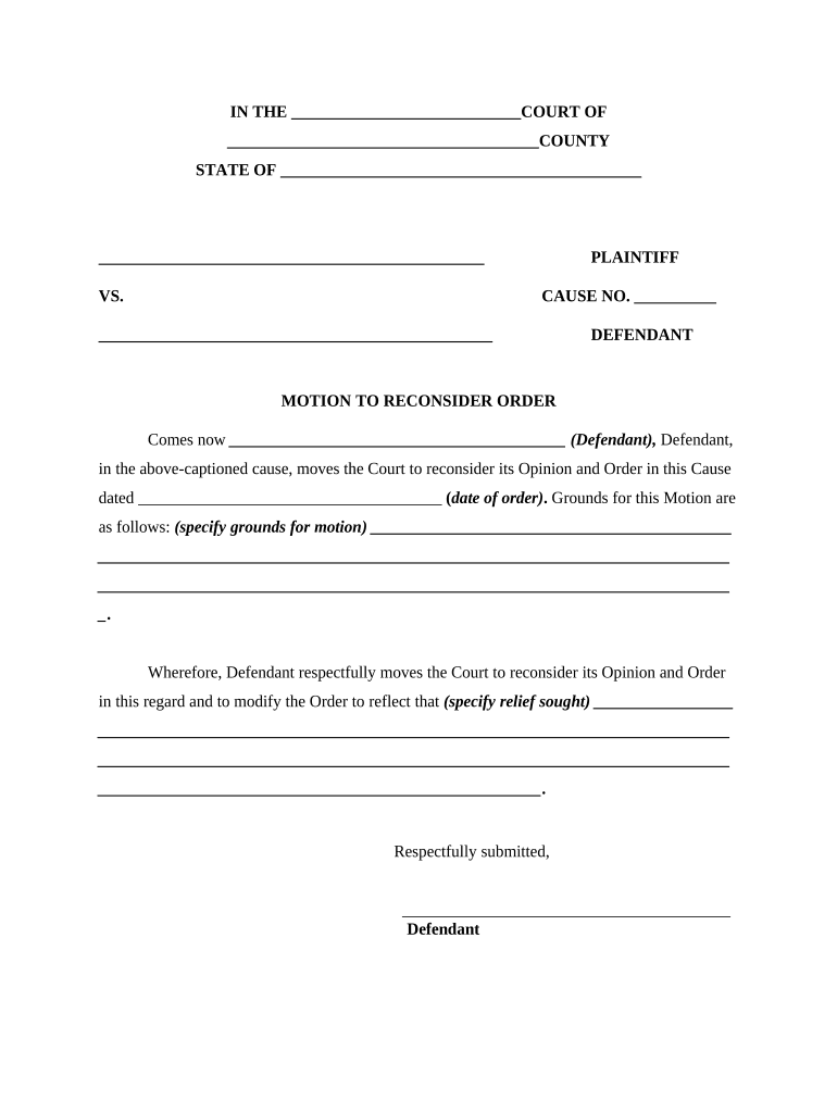 Defendant Requesting  Form