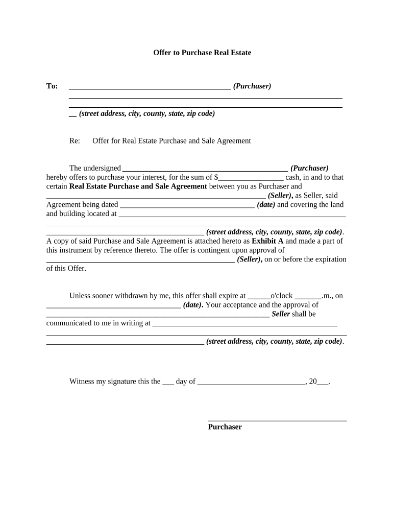 Purchase Estate Agreement  Form
